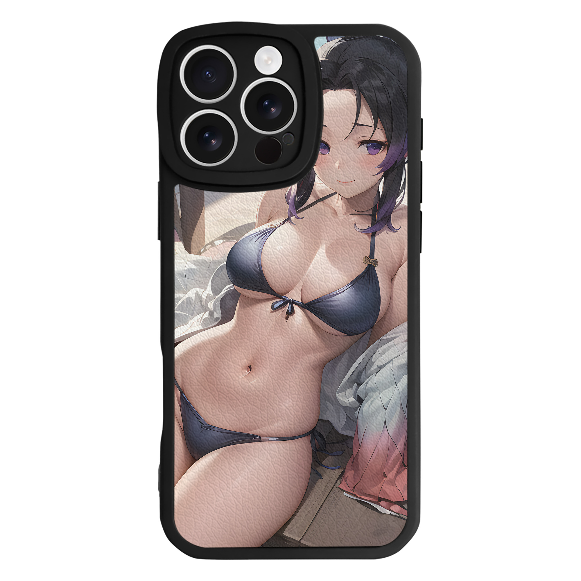 （画像用） 鬼滅の刃（きめつのやいば）蟲柱-胡蝶 しのぶ／こちょう しのぶ Kochou Shinobu 【iPhone 16シリーズ対応】シリコンスマホケース（レザー調） 材質：シリコン